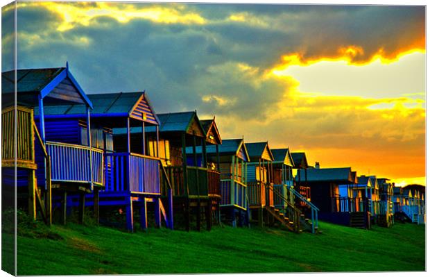 Beach Huts in Sunset, Tankerton, Kent, UK, HDR Canvas Print by Dawn O'Connor