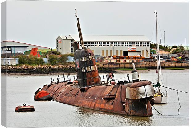 Russian Submarine in River Medway HDR Canvas Print by Dawn O'Connor
