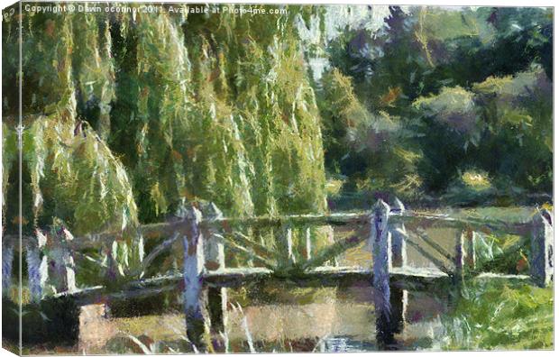 Wooden Bridge Monet Style Canvas Print by Dawn O'Connor