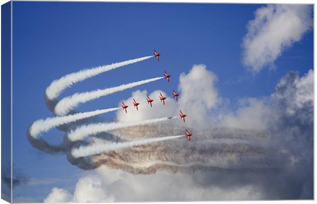 Red Arrows formation 2 Canvas Print by David Woollands