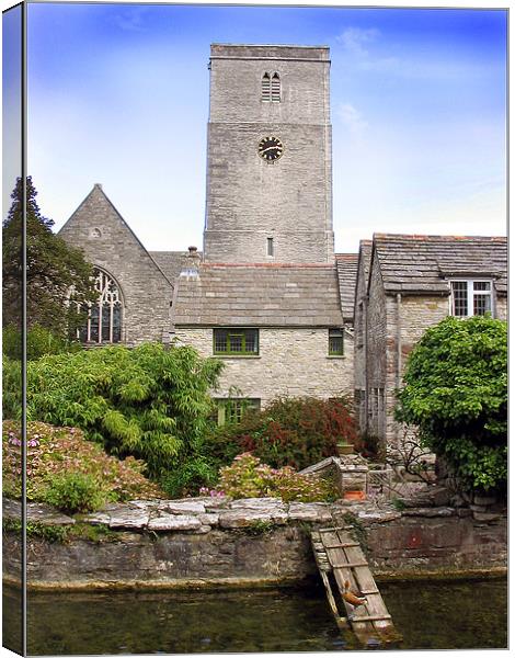 Mill pond and church, Swanage, Dorset UK Canvas Print by Graham Piper