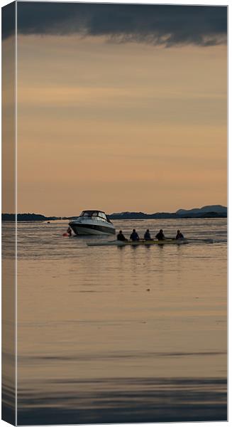 Sunset Rowers Canvas Print by Declan Howard