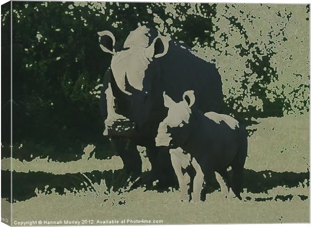 Rhino Mother and Baby Canvas Print by Hannah Morley