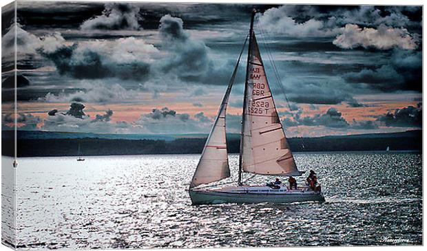 Red Sails In The Sunset Canvas Print by Pauline Simmonds