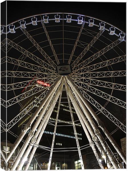 The Wheel of Manchester Canvas Print by Joanne Wilde