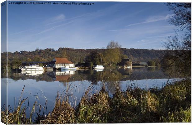 The Boat house river Thames Whitchurch Canvas Print by Jim Hellier