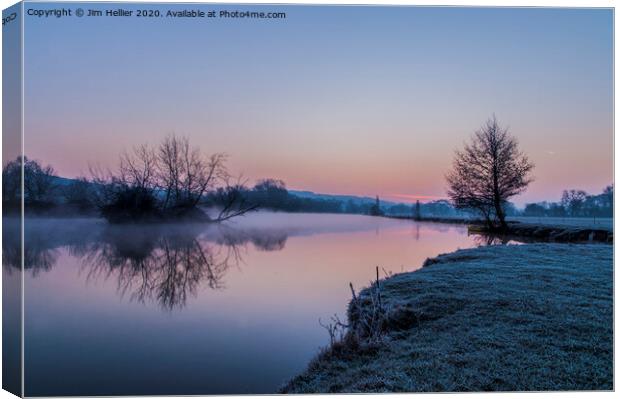 Sunrise over Thames Eyot Mapledurham reach Canvas Print by Jim Hellier