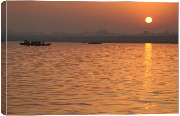 Sunrise on the Ganges Canvas Print by Serena Bowles