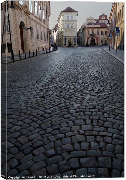 Cobbled Street, Prague Canvas Print by Serena Bowles