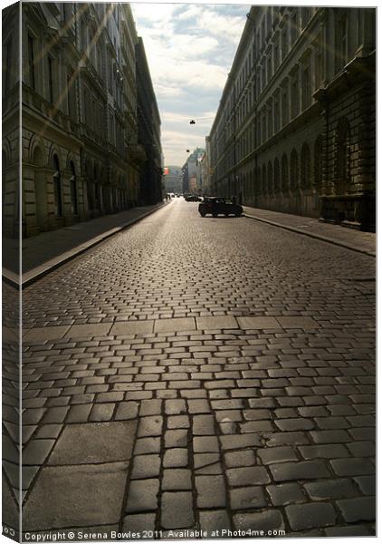 Cobbled Street in Prague Canvas Print by Serena Bowles