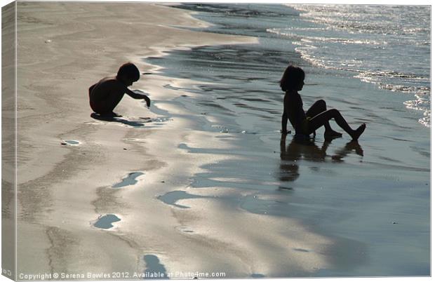 Children by the Sea Palolem Canvas Print by Serena Bowles