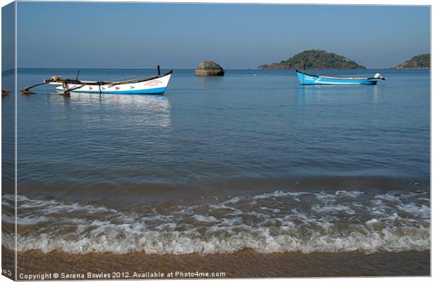 Boats Off Palolem Beach, Goa, India Canvas Print by Serena Bowles