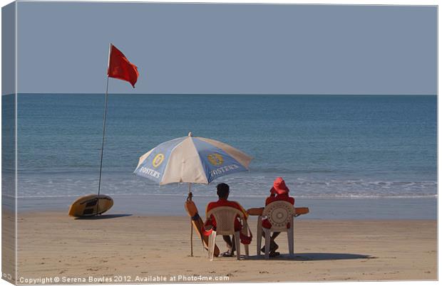 Life Guards on Palolem Beach Canvas Print by Serena Bowles