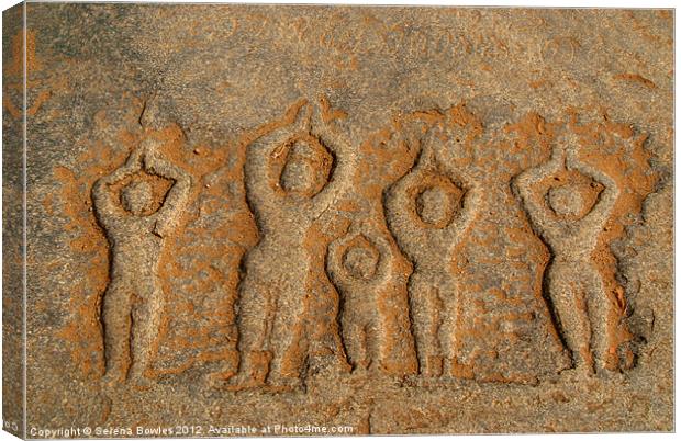Carved Figures in the Rock, Hampi, Karnataka, Indi Canvas Print by Serena Bowles