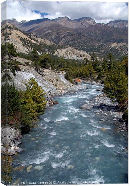 River en route to Manang Canvas Print by Serena Bowles