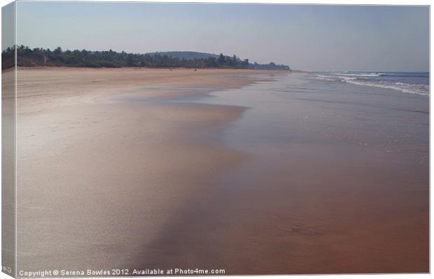 Wide Sandy Beach Mandrem, Goa, India Canvas Print by Serena Bowles