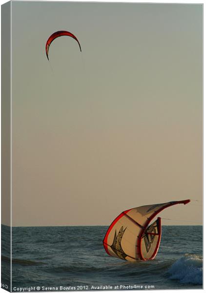 Kitesurfer Down Mandrem Canvas Print by Serena Bowles