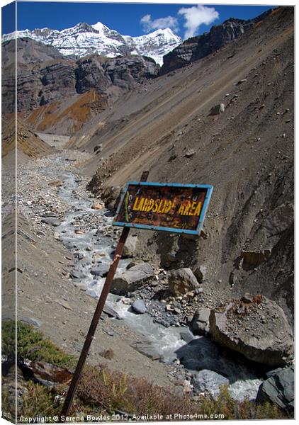 Landslide Area near Thorung Phedi Canvas Print by Serena Bowles