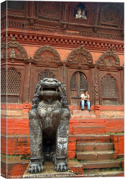 Large Stone Fu in Durbar Square Canvas Print by Serena Bowles