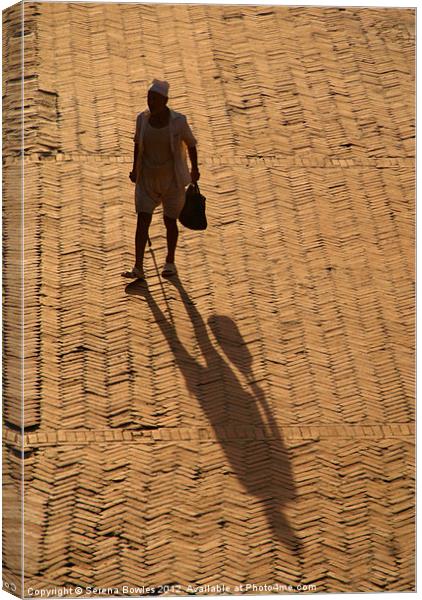 Man and Shadow in Durbar Square Bhaktapur Canvas Print by Serena Bowles