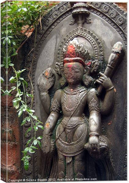 Overgrown Statue near Durbar Square Canvas Print by Serena Bowles