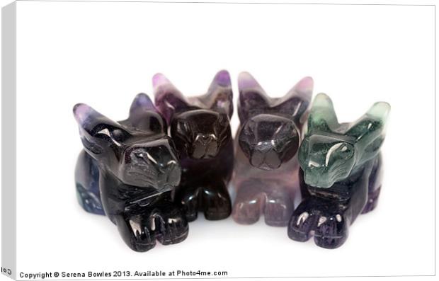Four Rainbow Fluorite Rabbits Canvas Print by Serena Bowles