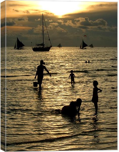 Silhouettes at Sunset Canvas Print by Serena Bowles