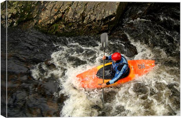 Orange Kayak Paddling Canvas Print by Serena Bowles