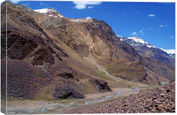 Spiti River in the Spiti Valley Canvas Print by Serena Bowles