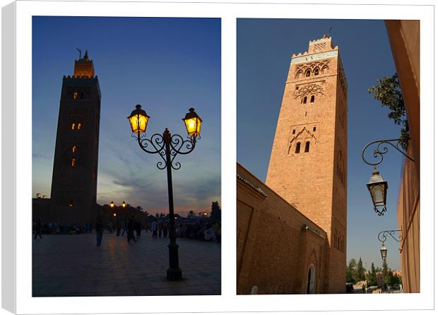 Koutoubia Mosque - Night and Day Canvas Print by Serena Bowles