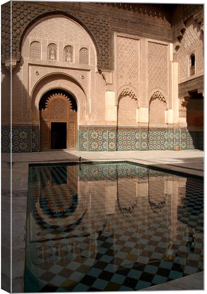 Reflections of Beauty, Ben Youssef Medersa, Marrak Canvas Print by Serena Bowles