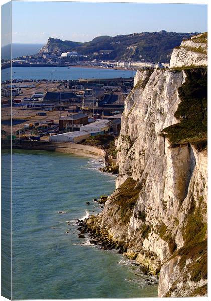 The White Cliffs of Dover and Dover Port Canvas Print by Serena Bowles