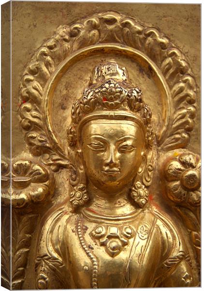 Gilded Buddha Image Swayambhu Canvas Print by Serena Bowles