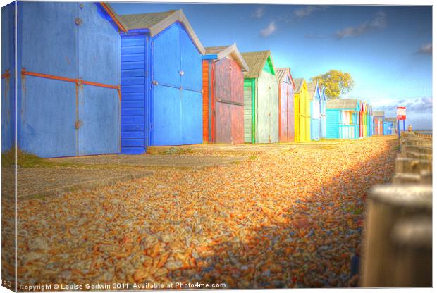 Calshot Beach Huts Canvas Print by Louise Godwin