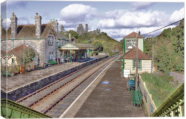 Corfe Castle Station Canvas Print by Louise Godwin