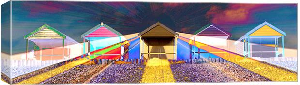 Rainbow Beach Huts Canvas Print by Louise Godwin