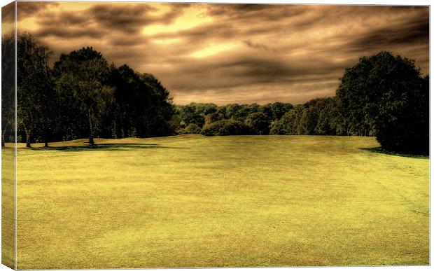 Storm Brewing Over Fairway Canvas Print by Louise Godwin