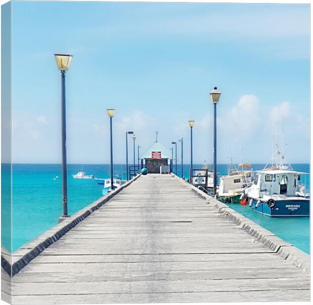 Barbados Oistins Jetty Canvas Print by Louise Godwin