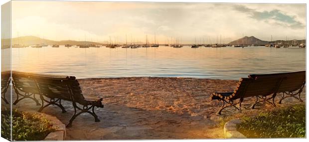 Puerto Pollensa at Dawn Canvas Print by Louise Godwin