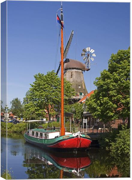 Windmill and Ship Canvas Print by Thomas Schaeffer