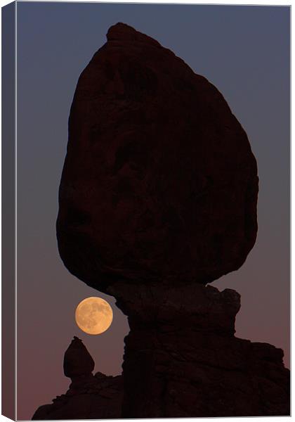 Balanced Rock with moon  Canvas Print by Thomas Schaeffer