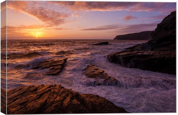Sunset at Trebarwith Canvas Print by Thomas Schaeffer