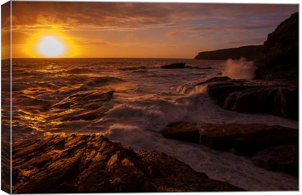 SUnset at Trebarwith Canvas Print by Thomas Schaeffer