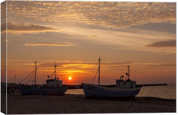 Sunset at the harbor Canvas Print by Thomas Schaeffer