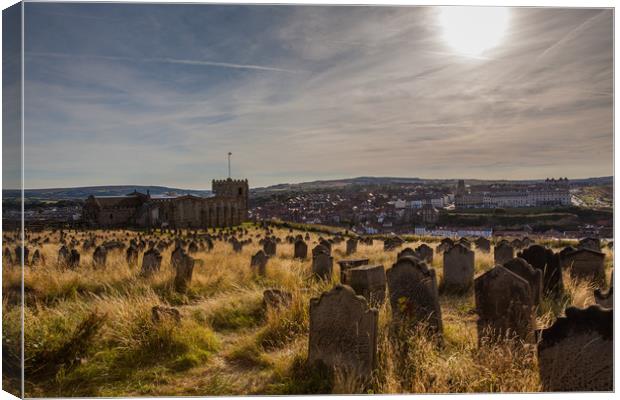 Whitby Abbey cemetery Canvas Print by Thomas Schaeffer