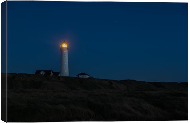 Hirtshals lighthouse at night Canvas Print by Thomas Schaeffer