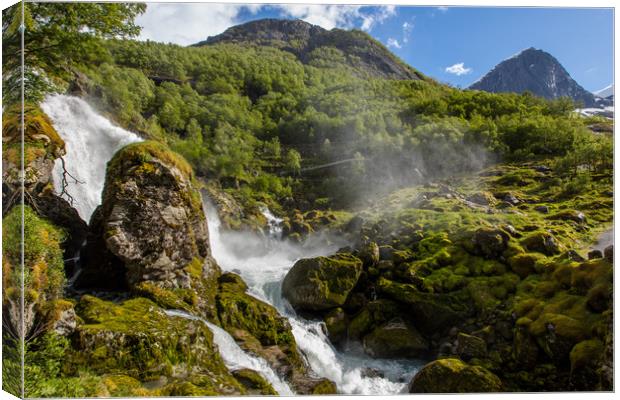 Waterfall at Briksdalsbreen Canvas Print by Thomas Schaeffer