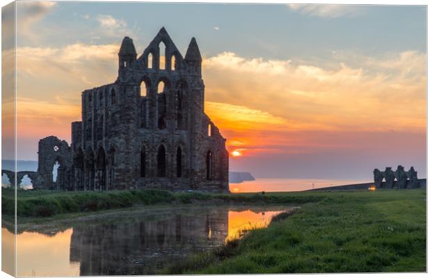 Sunset at Whitby Abbey Canvas Print by Thomas Schaeffer