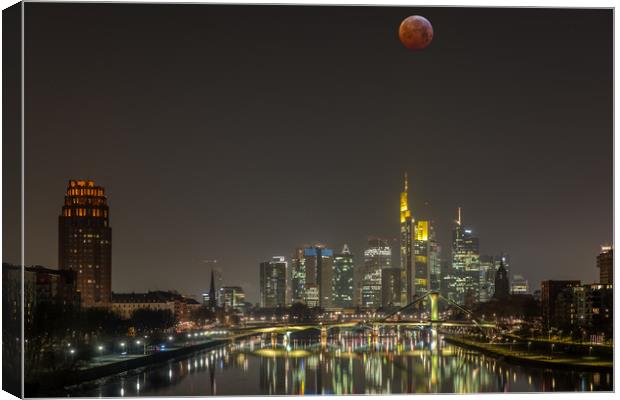 Bloodmon over  Frankfurt Canvas Print by Thomas Schaeffer