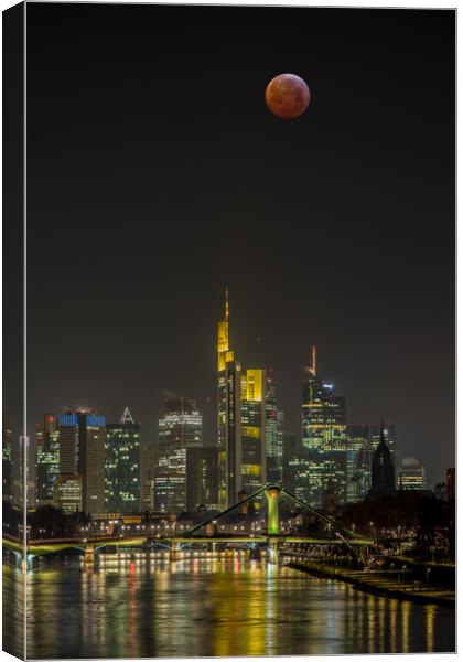 Bloodmoon over  Frankfurt Canvas Print by Thomas Schaeffer